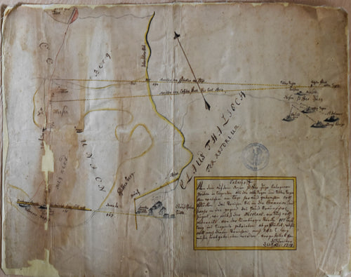 originale Karte mit Markscheidegrenzen auf dem Rosenhöfer Gangzug in Clausthal, Harz